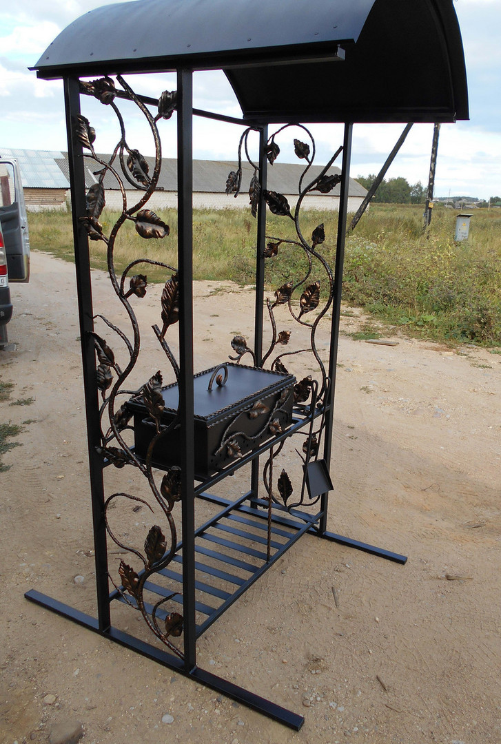 Кованый мангал с крышей КУ-4, сталь 5 мм - 0min