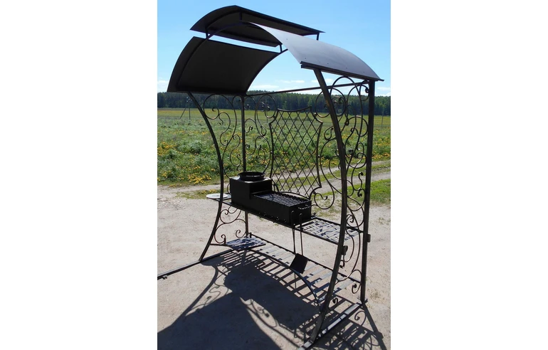 Кованый мангал-барбекю с крышей КР-9-2, сталь 5 мм