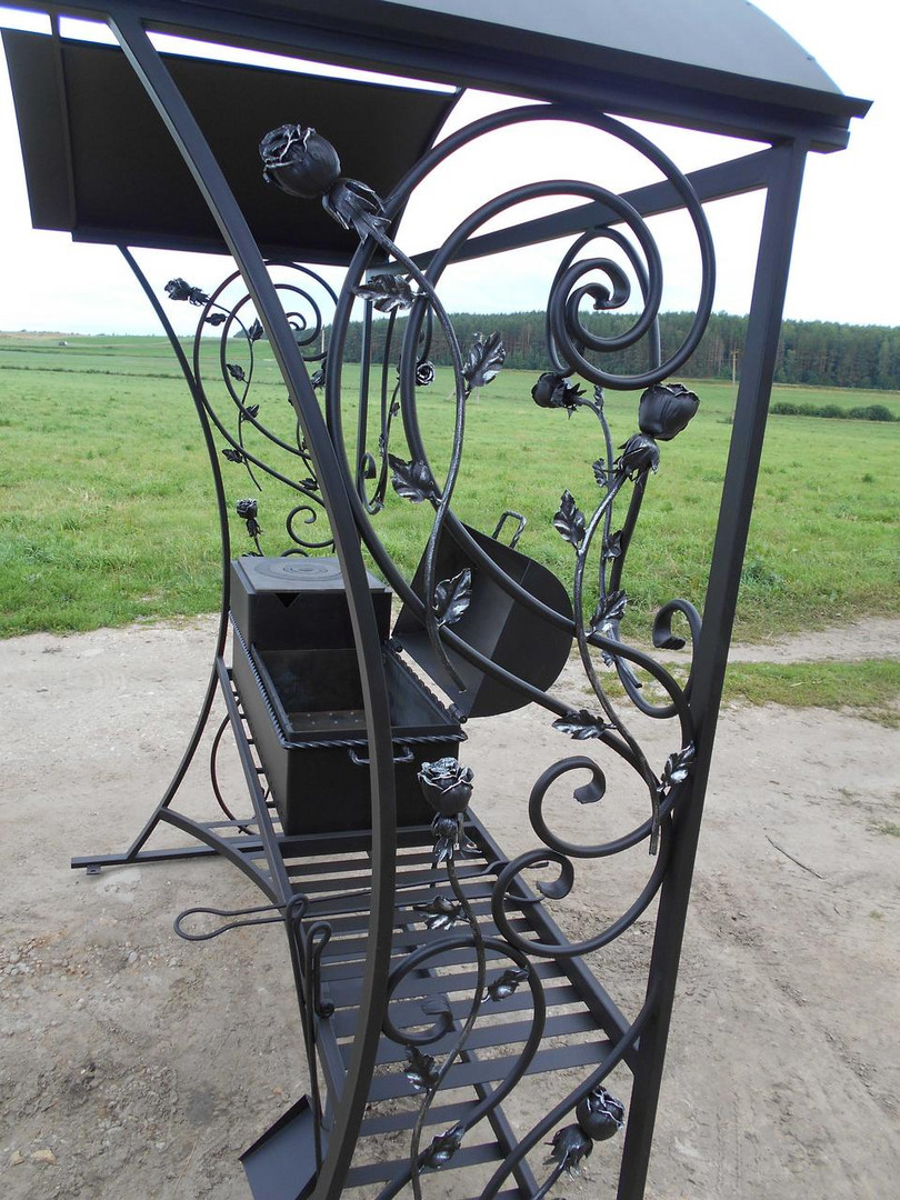 Кованый мангал-барбекю с крышей КР-14, сталь 5 мм - 2min
