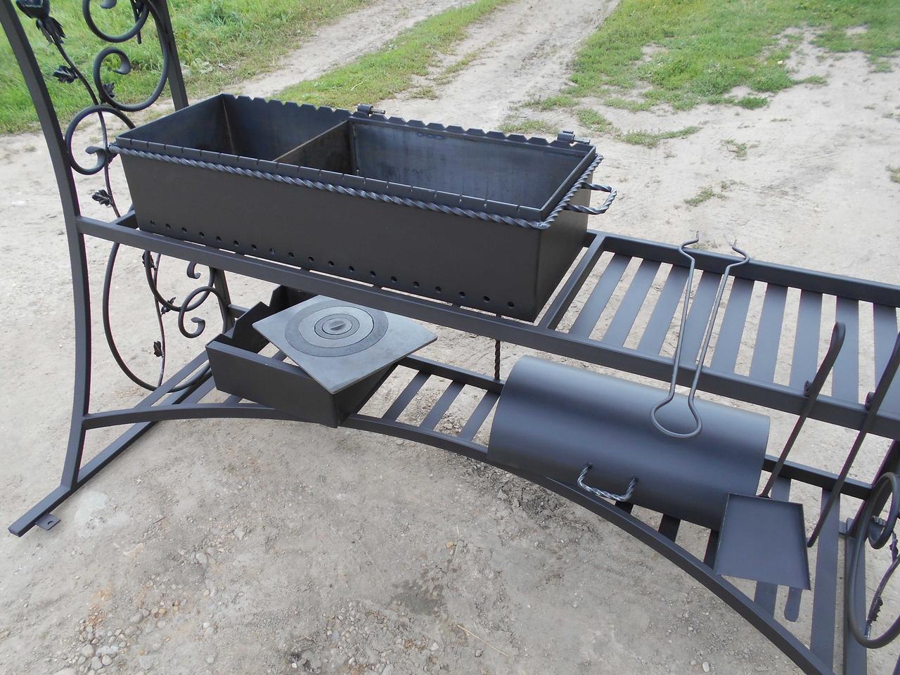 Кованый мангал-барбекю с крышей КР-14, сталь 5 мм - 3min