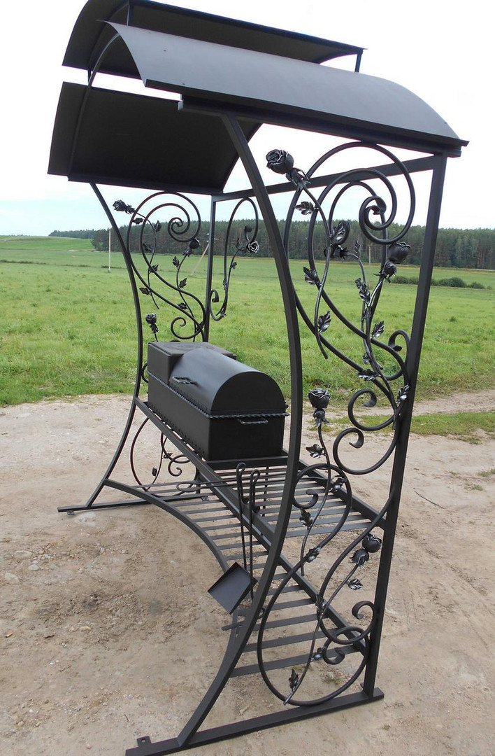 Кованый мангал-барбекю с крышей КР-14, сталь 5 мм - 5min