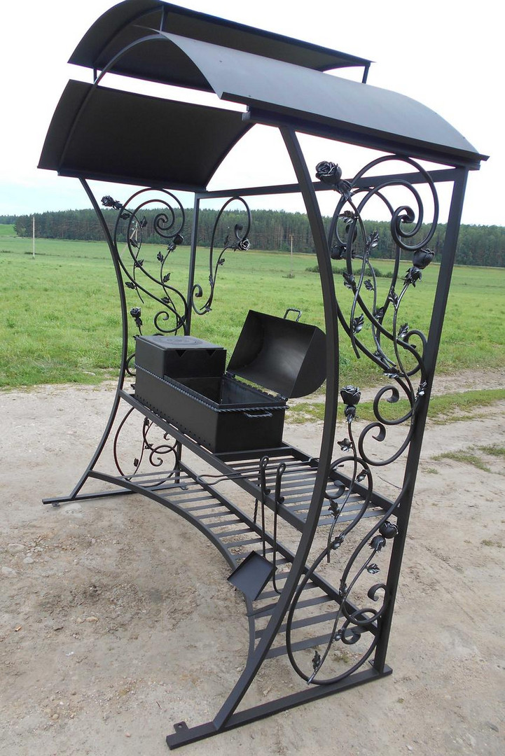 Кованый мангал-барбекю с крышей КР-14, сталь 5 мм - 0min