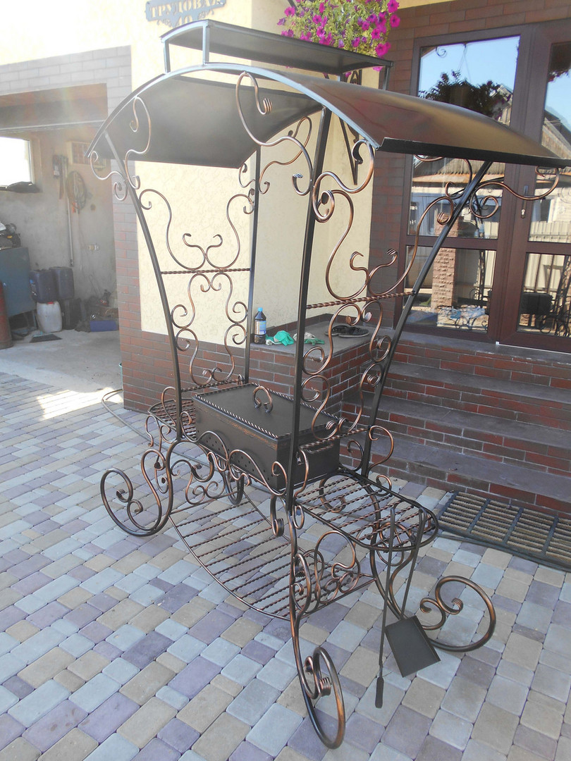 Кованый мангал с крышей КАРЕТА - КЛАССИК, сталь 5 мм - 1min