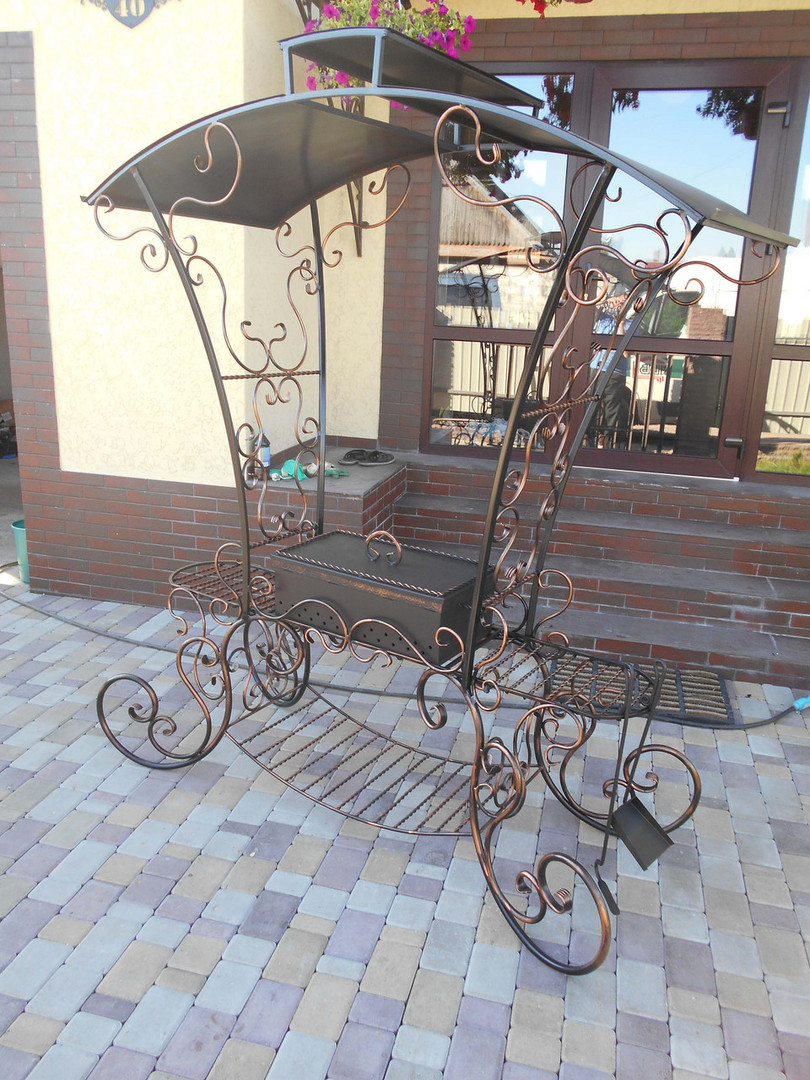 Кованый мангал с крышей КАРЕТА - КЛАССИК, сталь 5 мм - 0min