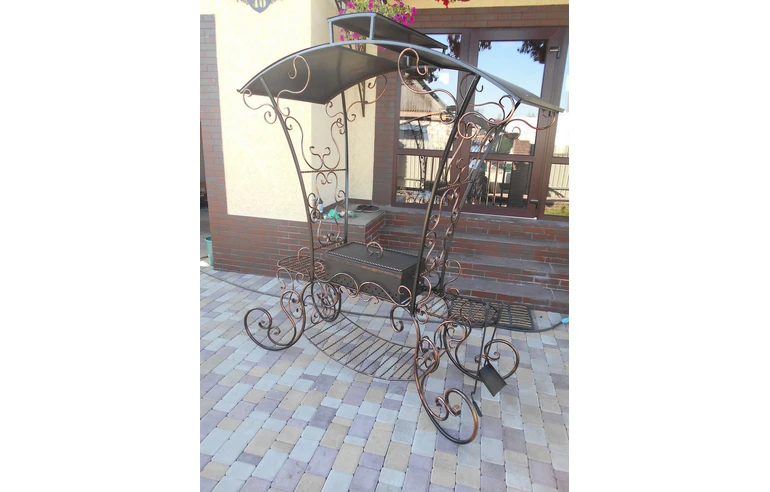 Кованый мангал с крышей КАРЕТА - КЛАССИК, сталь 5 мм