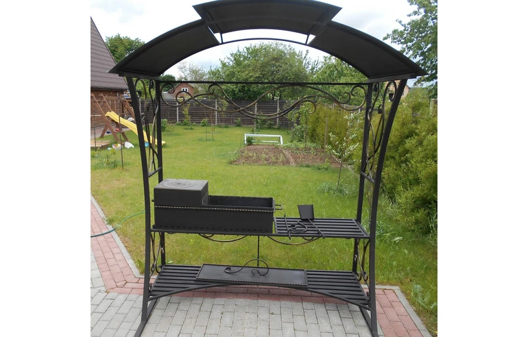 Кованый мангал-барбекю-очаг с крышей КР-12, сталь 5 мм