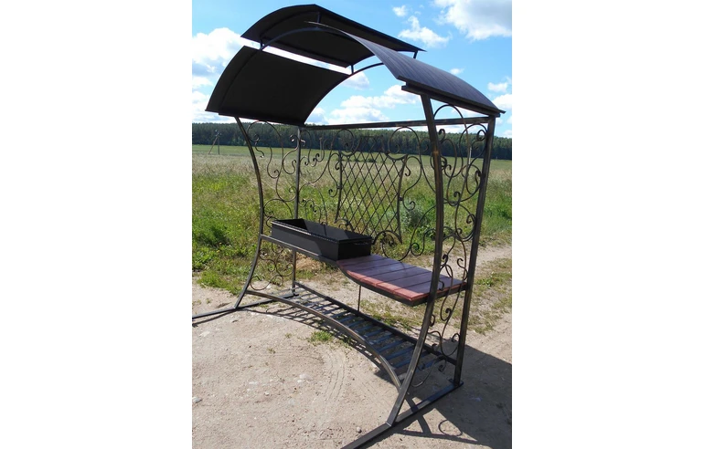 Кованый мангал-барбекю с крышей КР-9-3, сталь 5 мм