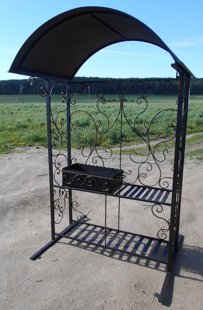 Кованый мангал с крышей КУ-3-3, сталь 5 мм - 0min