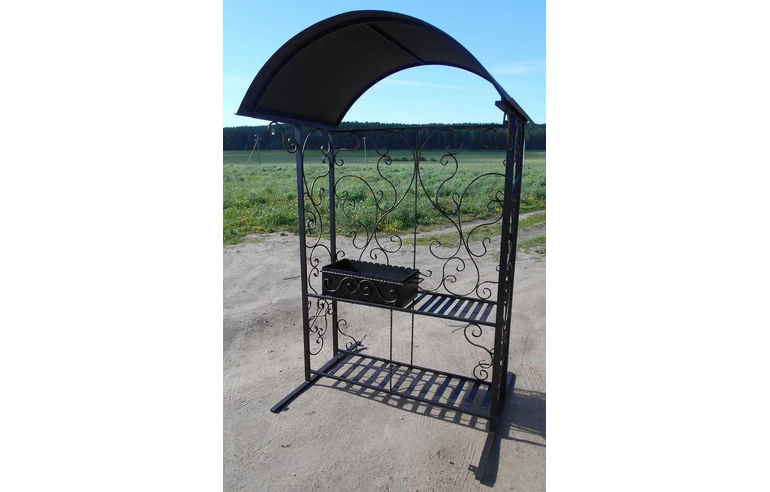 Кованый мангал с крышей КУ-3-3, сталь 5 мм