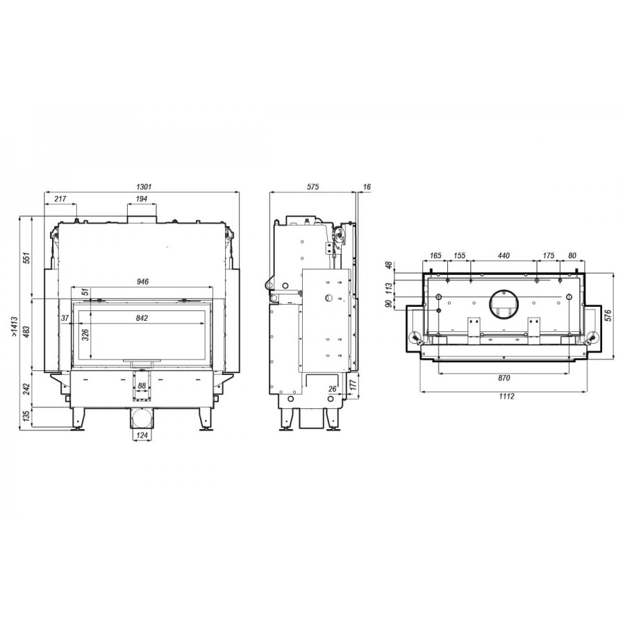 Каминная топка DEFRO HOME RIVA LA G SHORT с водным контуром и подъемом стекла вверх - 1min