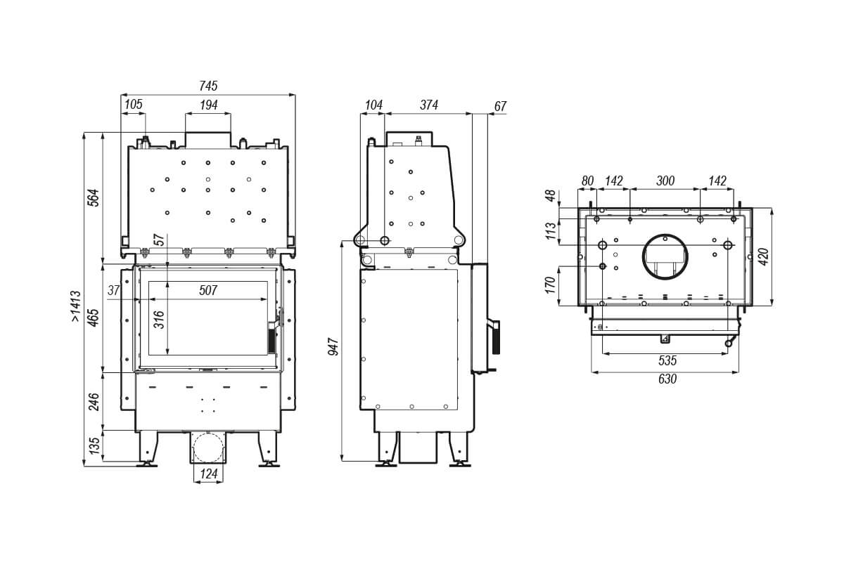 Каминная топка DEFRO HOME RIVA SM SHORT с водным контуром - 2min