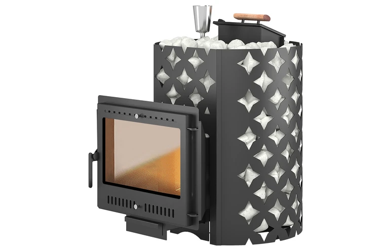 Печь для бани ЭТНА 24 (Панорама) "М" Закрытая каменка