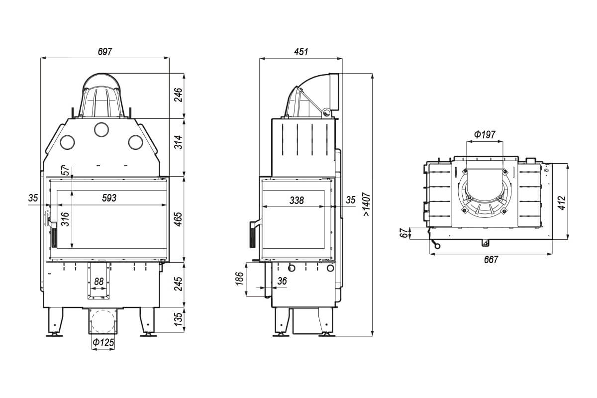 Каминная топка Defro Home Intra SM BL MINI - 2min