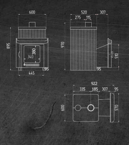 Печь для бани Ферингер Квадра ПФ «Змеевик + Окаменевшее дерево» - 1min