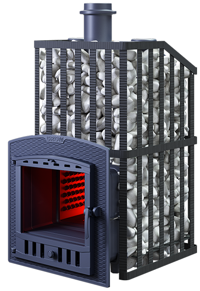 Чугунная печь для бани Гром 30 (П2) Ураган - 1min