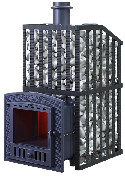 Чугунная печь для бани Гроза 24 (П2) Ураган - 1min