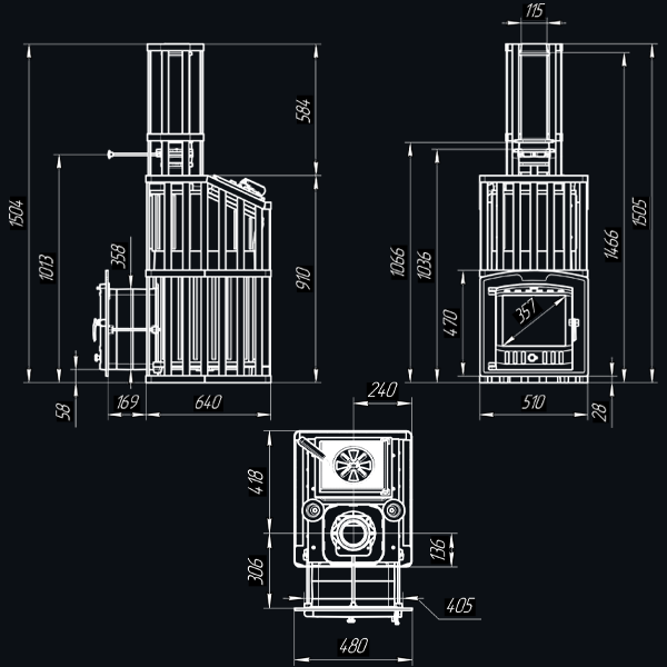 Чугунная печь для бани Гроза 24 (П2) Ураган - 8min