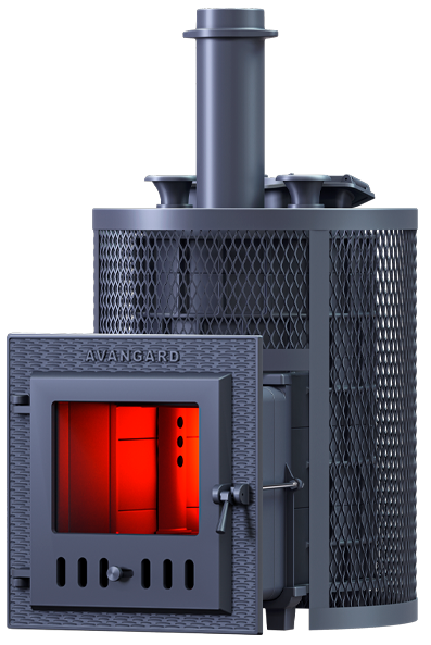 Чугунная печь для бани AVANGARD ЗК 25 (М) Ураган в круглой сетке - 0min