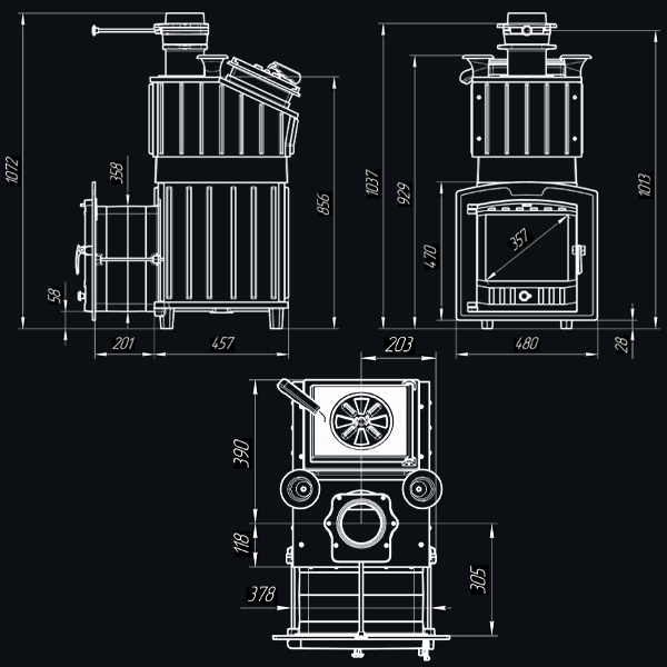 Чугунная печь для бани Гроза 24 (П2) - 4min