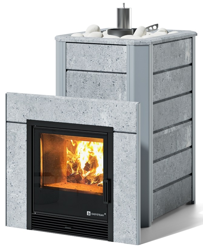 Печь для бани EASYSTEAM Ялта 25/2024 в облицовке из камня - 0min