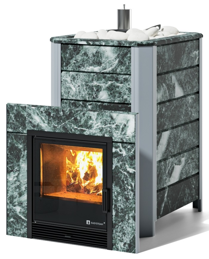 Печь для бани EASYSTEAM Ялта 35/2024 в облицовке из камня - 1min