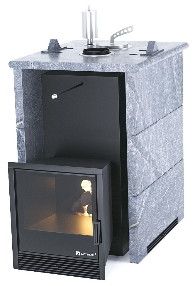 Печь для бани EASYSTEAM Анапа в трехстороннем кожухе с закрытым верхом - 0min