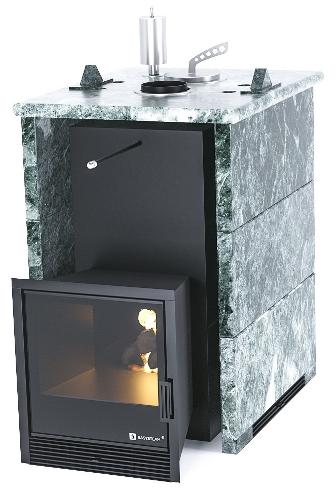 Печь для бани EASYSTEAM Анапа в трехстороннем кожухе с закрытым верхом - 1min