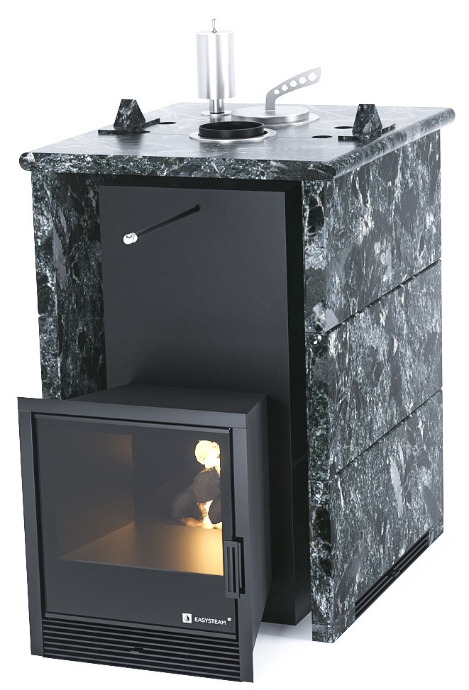Печь для бани EASYSTEAM Анапа в трехстороннем кожухе с закрытым верхом - 2min