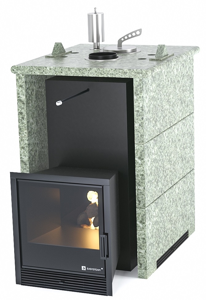 Печь для бани EASYSTEAM Анапа в трехстороннем кожухе с закрытым верхом - 3min