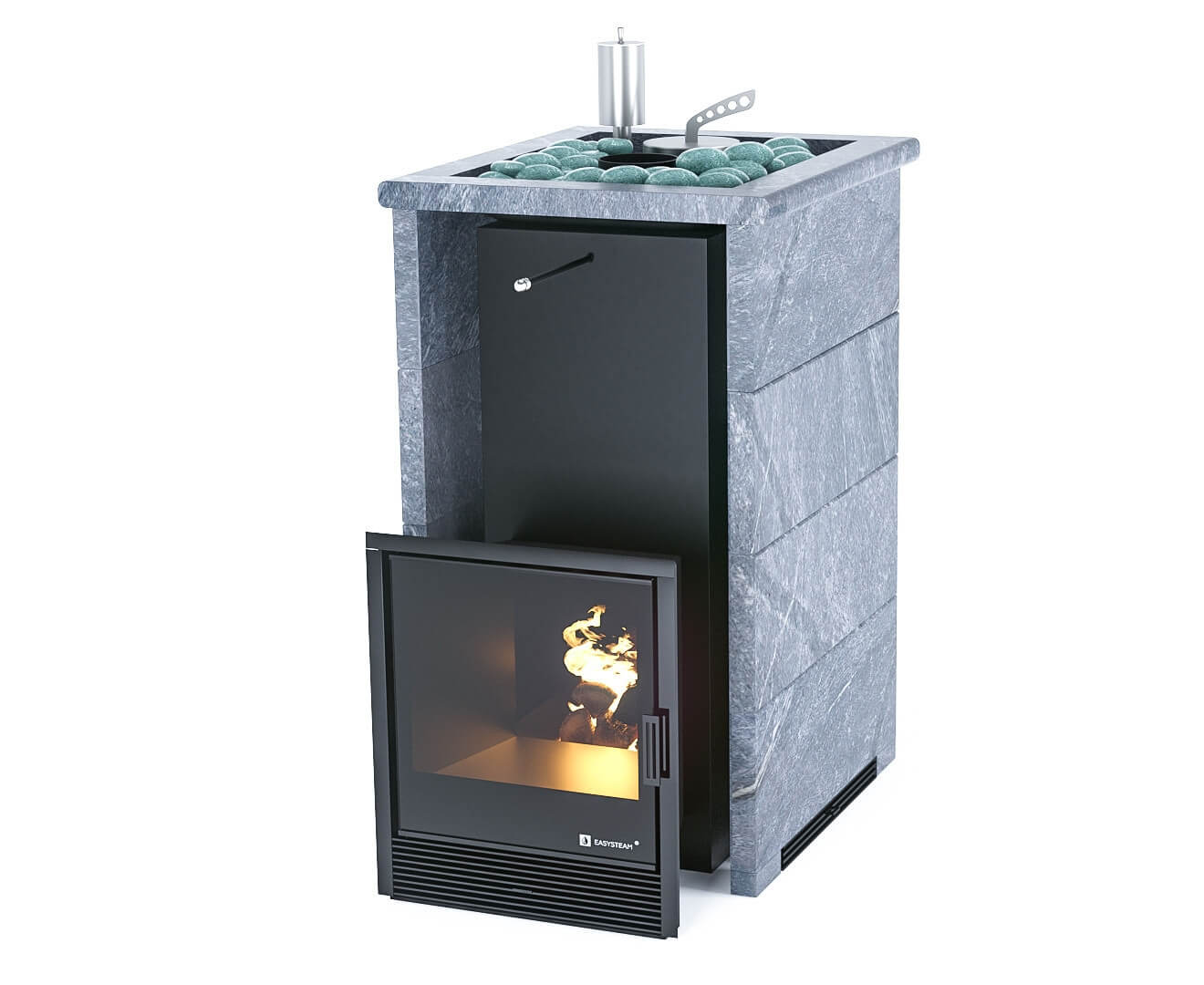 Печь для бани Сочи в трехстороннем кожухе с открытым верхом EASYSTEAM - 0min