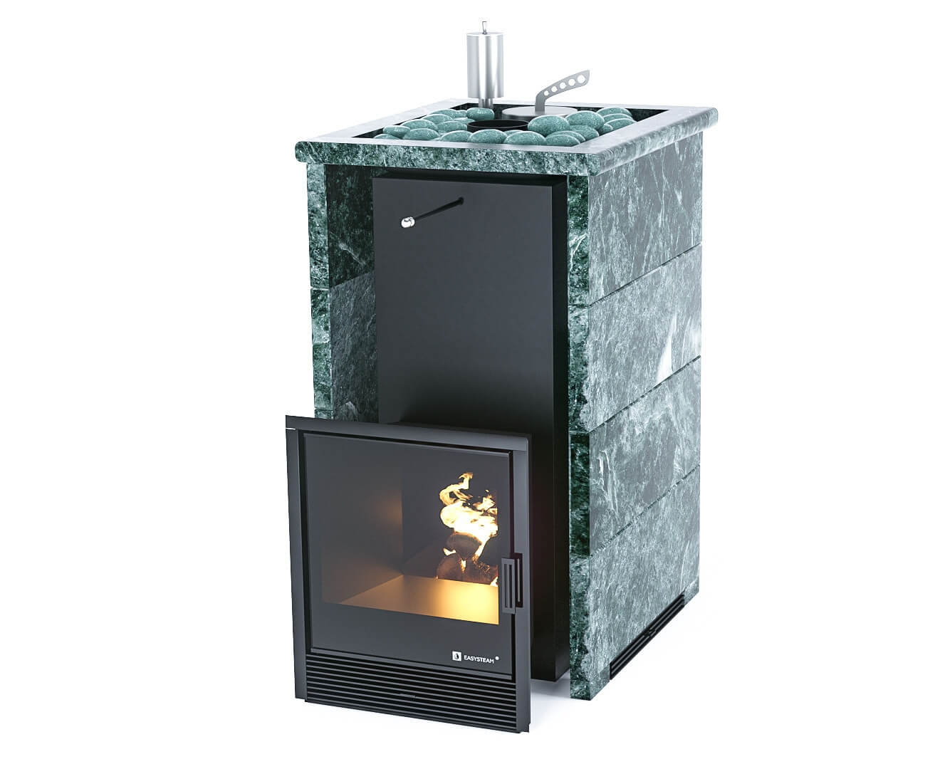 Печь для бани Сочи в трехстороннем кожухе с открытым верхом EASYSTEAM - 3min