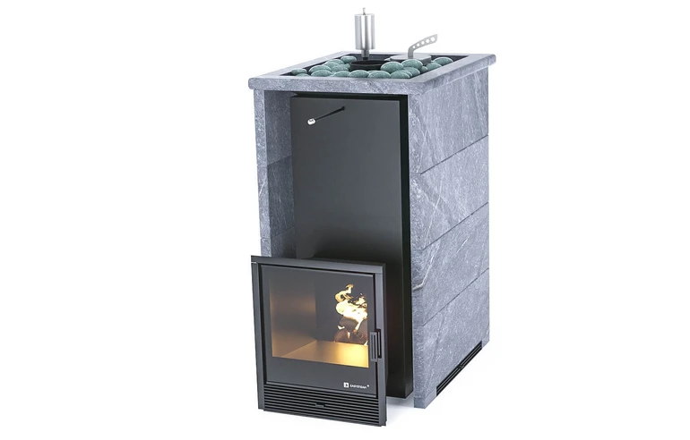 Печь для бани Геленджик в трехстороннем кожухе с открытым верхом EASYSTEAM