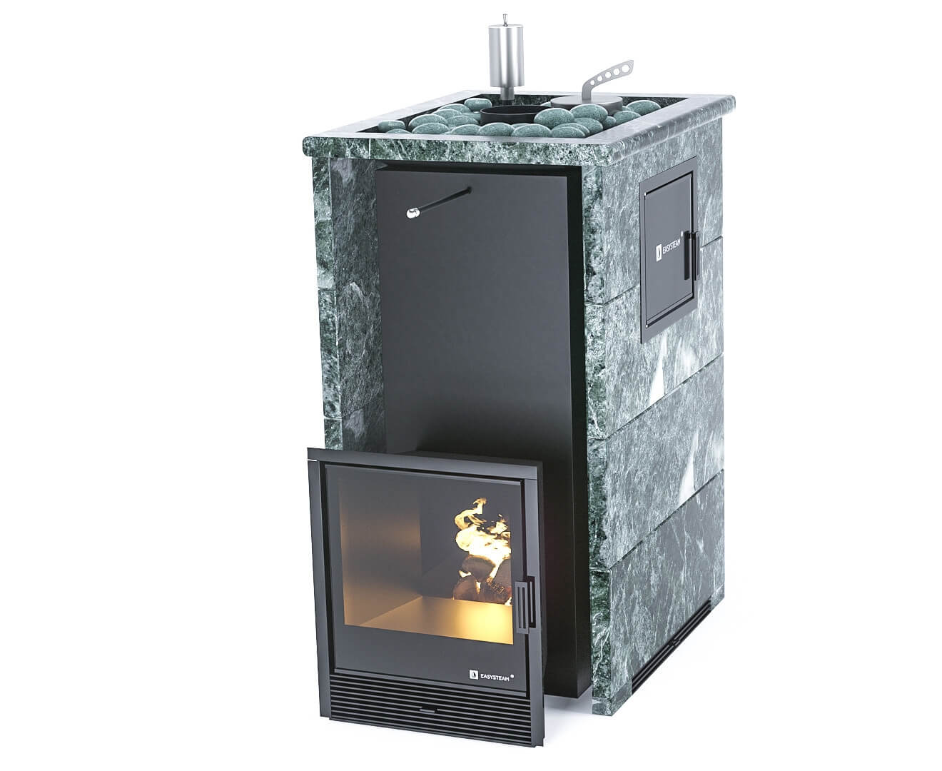 Печь для бани Геленджик М2 в трехстороннем кожухе с открытым верхом EASYSTEAM - 3min