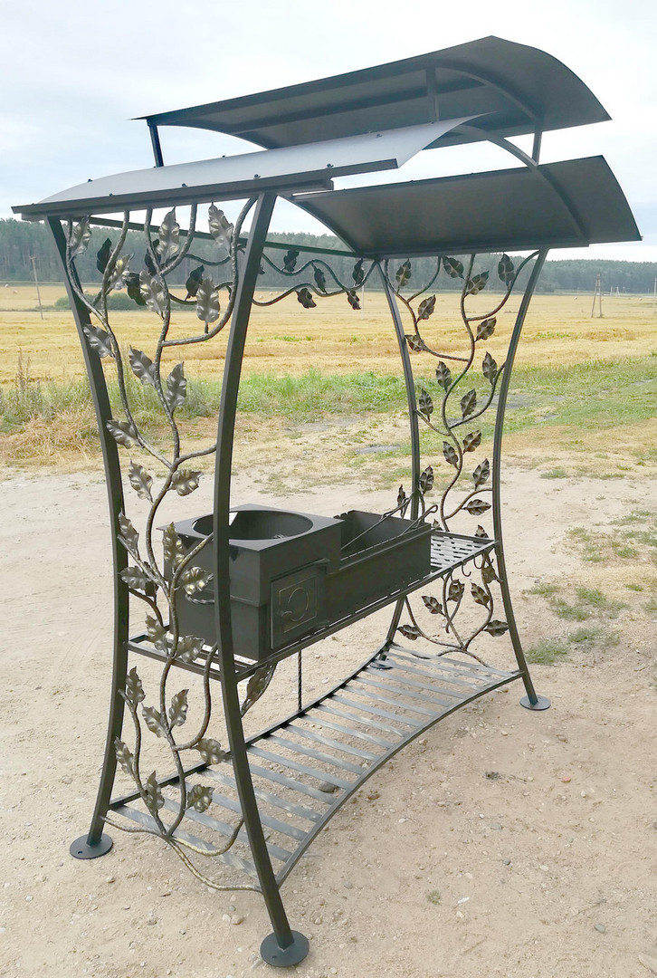 Кованый мангал с крышей 4 В 1 - КУ-4-4, сталь 5 мм - 0min