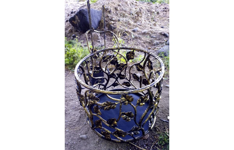 Каминный набор кованный №1 (круглая дровница + принадлежности)