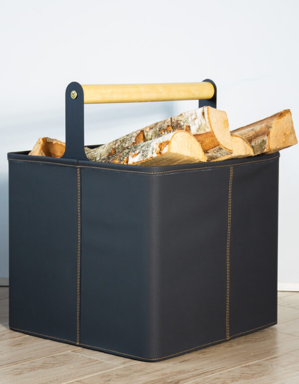 Дровница Stockholm в экокоже, графит - 0min