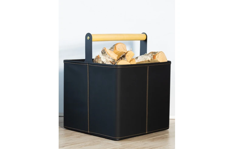 Дровница Stockholm в экокоже, чёрный