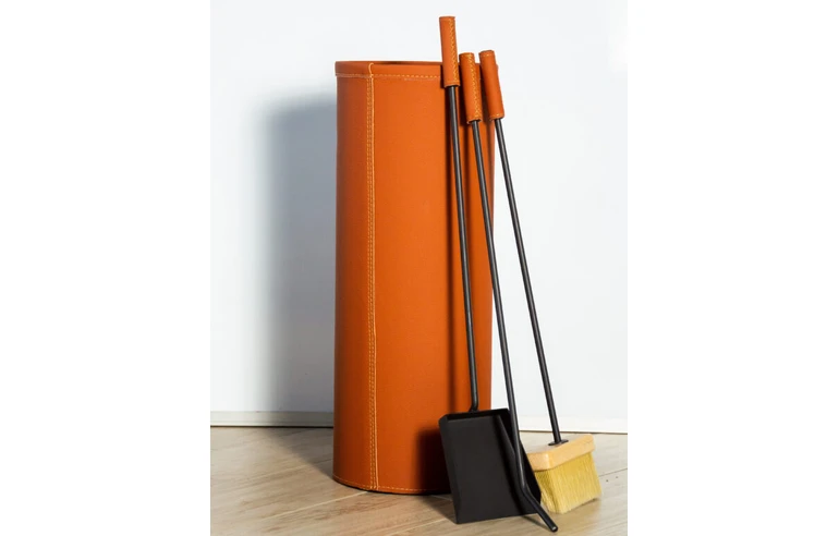 Каминный набор Bern (ведро с аксессуарами в экокоже), медно-рыжий