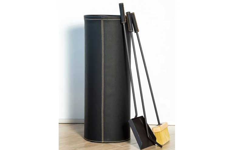 Каминный набор Bern (ведро с аксессуарами в экокоже), чёрный