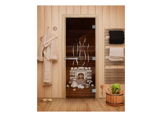 Стеклянная дверь для бани Doorwood  ЭТАЛОН Бронза с рисунком - 0min