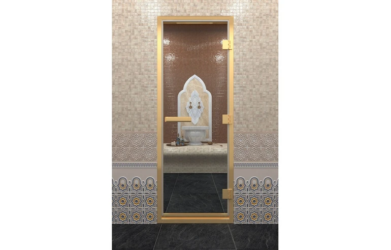 ДВЕРЬ Хамам в золотом профиле