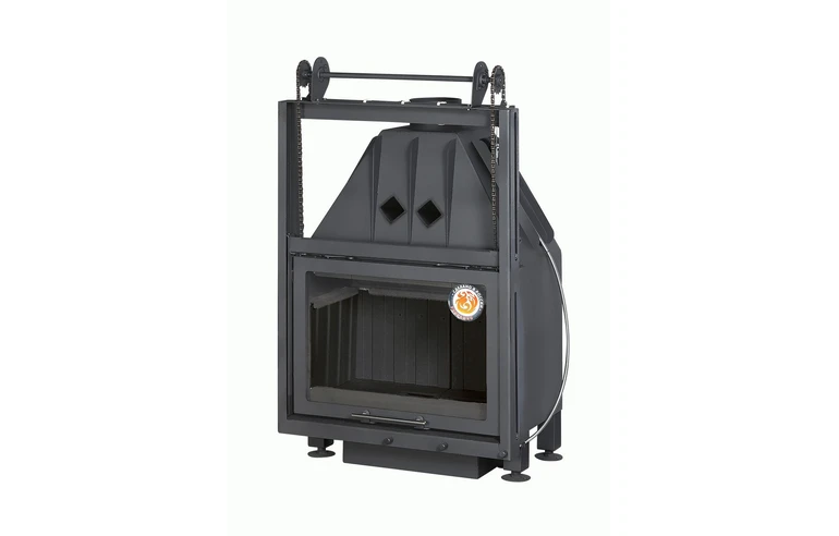 Каминная топка Экокамин Альфа 800 KВ с контргрузом черный шамот