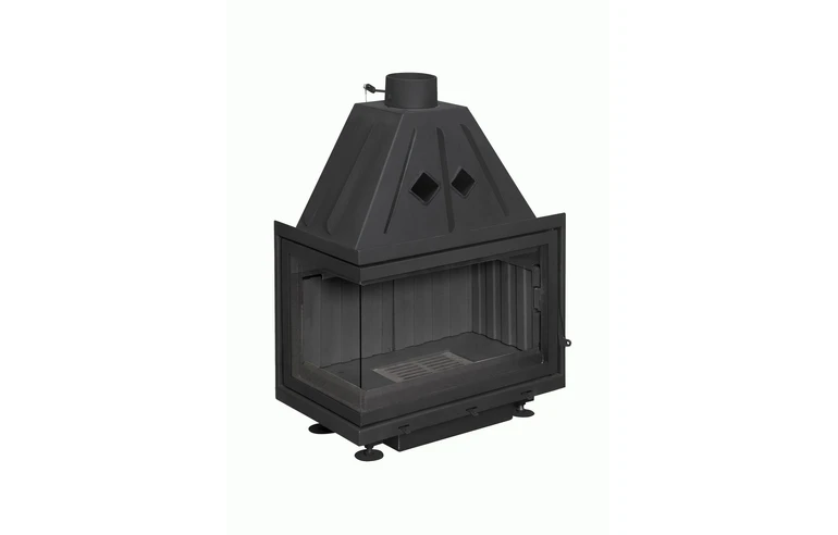 Каминная топка Экокамин Альфа 700 LB два стекла левая черный шамот