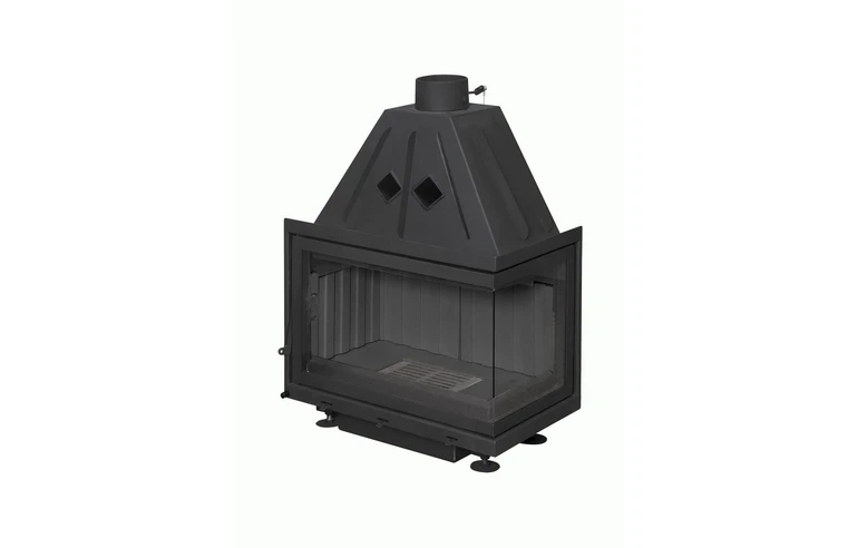 Каминная топка Экокамин Альфа 700 RB два стекла правая черный шамот