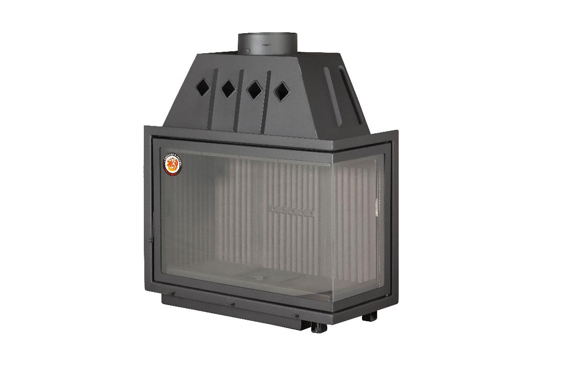 Каминная топка Экокамин Альфа 1000 RB два стекла правая черный шамот - 0min