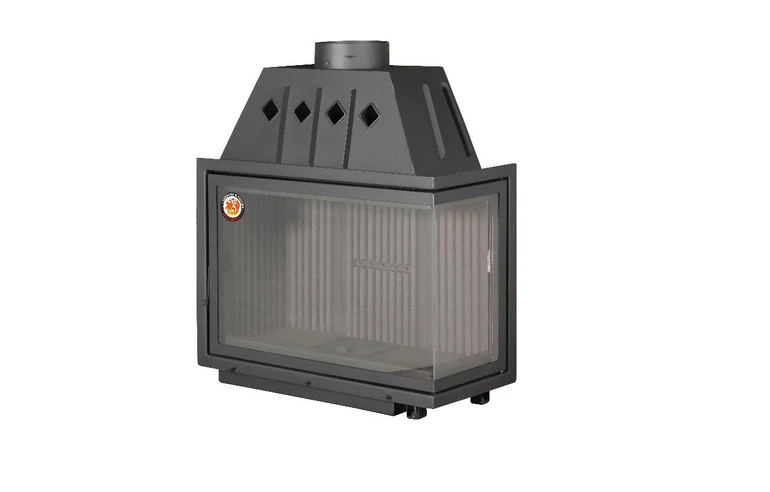 Каминная топка Экокамин Альфа 1000 RB два стекла правая черный шамот