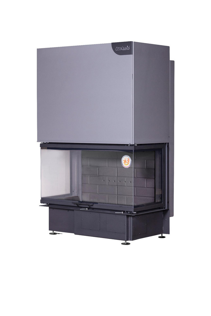 Каминная топка Экокамин ДЕЛЬТА 1000 KB три стекла черный шамот - 0min