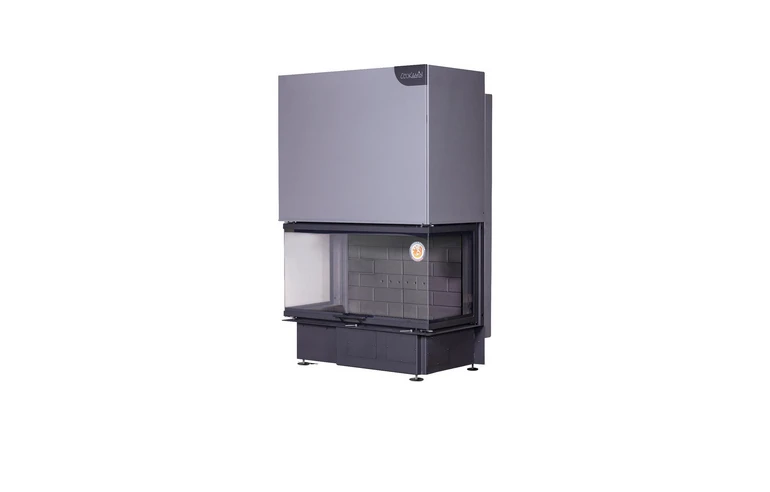 Каминная топка Экокамин ДЕЛЬТА 1000 KB три стекла черный шамот