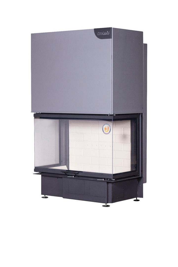 Каминная топка Экокамин ДЕЛЬТА 1000 три стекла принтинг - 0min