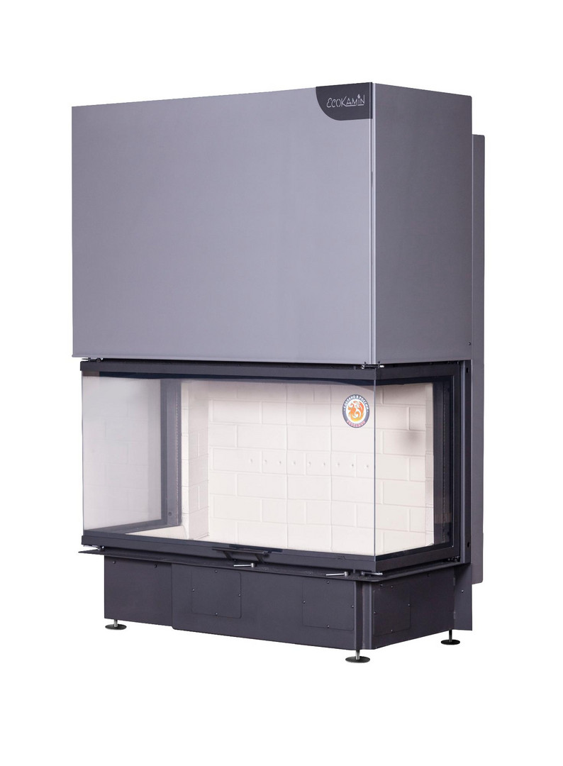 Каминная топка Экокамин ДЕЛЬТА 1200 три стекла принтинг - 0min